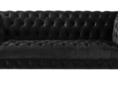 Black Velvet Couch Luxury Upholstery Chesterfield Furniture Sofa with Buttons Three Seater
